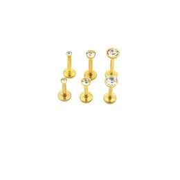 60pcs Kristal Monroe Dudak Piercing Labret Studs Tragus Kıkırdak Küpe Sarmal Bar Dahili Dişli Altın Renk M 4mm 240130