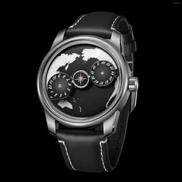 ساعة معصم Oblvlo Dial Dial Men Freefy Creative Three Wheels Tomatical Mechanical Gapphire Glass Watches Luminous Luminous