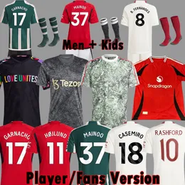 4XL 23 24 MAINOO RASHFORD HOJLUND CASEMIRO MARTINEZ soccer jerseys GARNACHO 2023 2024 B. FERNANDES MARTIAL ERIKSEN Love football shirt Tops men Kids set Uniforms 99