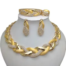 Kingdom Ma India Collana Orecchino Anello Set di braccialetti per le donne Regalo Africano Regali di nozze Set di gioielli Colore oro Grande set 240118