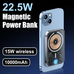 10000mAh Magnetic Power Bank 15W Wireless Charge External Battery With LED Digital Display For Iphone Portable Powerbank Battery