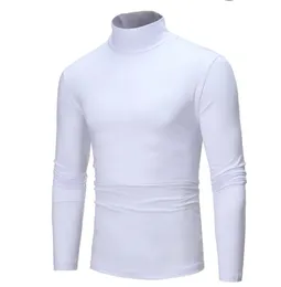 Spring Autumn Winter Men's Thermal Long Sleeve Roll Turtleneck Tshirt Solid Color Topps Male Slim Basic Stretch Tee Top 240123