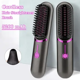 Wireless Hair Straightener Brush Fast Heated Multifunctional Ceramic Curler Antiscalding Heating Comb 240130