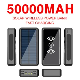 Новый 50000 мАч беспроводной солнечный банк внешний батарея переносная батарея PowerBank 2USB быстрая зарядка для