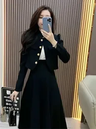 Two Piece Dress UNXX Elegant Socialite's Women's Suit Jacket Skirt Outfit Two-piece Set Autumn And Winter Office Lady Coat Long