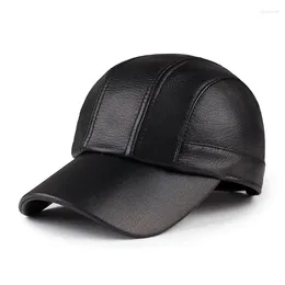 Ball Caps 2024 Spring/Winter Man Genuine Leather Baseball Male Casual Sheepskin Warm 56-60 Adjustable Sprot Flight Hats