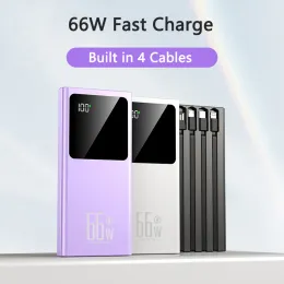 30000mah 파워 뱅크 66W iPhone 용 슈퍼 빠른 충전 파워 뱅크 14 Samsung Xiaomi MI 휴대용 충전기 내장 케이블 포버 뱅크