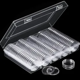 100pcs Clear Coin Capsule Holder Case 27mm 30mm الشفافة التذكارية القابلة للتجميع لتوصيلات مجموعة تخزين ميدالي