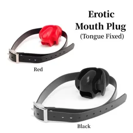 2024 Silicone Mouth Gag Erotic Fixed Tongue Gag Ball Couple Adult Game Alternative Bondage Gag Ball Erotic Sex Toy Store 240129