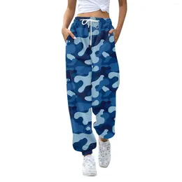 Calças femininas casuais moda impressão bloomers esportes ao ar livre fitness cordão yoga womens camuflaje sweatpants feminino pantalon