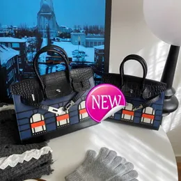 Aabirdking Designer TOBES Bag damska oryginalna skórzana rąk rąk wzór domu splicing contrast kolorowy e730