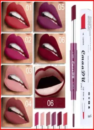 6 색 CMAADU 립 라이너 립 스틱 2 in 1 Double Head Lip Pencil Lipgloss 6 Colors Lip Gloss7438274