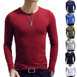 2020 Spring Men T-Shirts Long Sleeve O-Neck Casual Fitness Jogging Solid Fashion Tee Basic Running Homme Top Clothing