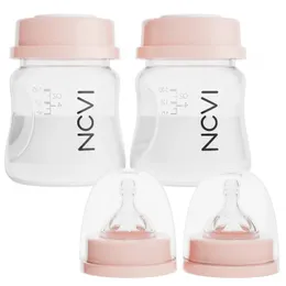 Garrafas de armazenamento de leite materno NCVI bebê com mamilos e tampas de viagem anticólicas sem BPA 47oz140ml 2 contagens 240131