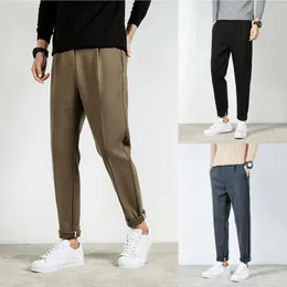 Pantaloni da uomo da lavoro in lana autunno e inverno slim fit pantaloni larghi da donna in peluche a gamba dritta Pantalones Hombre