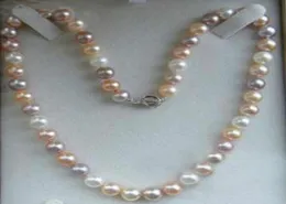 Fine Pearls Jewelry Genuine Natural 78mm White Pink Purple Akoya Cultured Pearl Necklace 20quot9335741