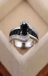 Specialinterest Black Stone Women Wedding Ring Dazzling Crystal Zircon Delicate Gift Top Quality Female Classic Jewelry6683207