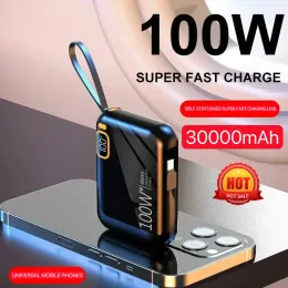 20000mAh Power Power Bank PD100W USB لتكوين C Cable في اتجاهين سريع الشاحن القابل للفصل Mini PowerBank لـ iPhone Xiaomi Samsung