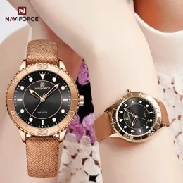 أفضل العلامة التجارية الفاخرة NAVIFORCE Sport Wathes Watches Luminous Leather Contproof Quartz elegant Female Wristwatches Relogio Feminino 240131