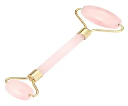 Massaggiatore a rulli al quarzo rosa naturale Strumento per massaggio di bellezza viso Rullo di giada Viso Massaggiatore sottile Massaggio alla giada naturale Lifting 9775367