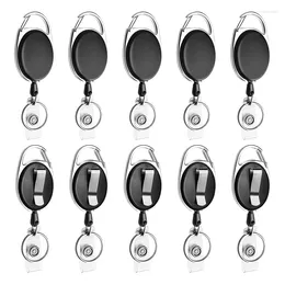 Keychains 10 Pack Retractable Badge Reel With Carabiner Belt Clip And Key Ring For ID Card Keychain Holder Black