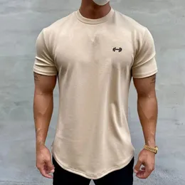 Män t-shirt manlig sport gym muskel fitness t shirt blusar lös halva ärm sommar kroppsbyggande tee topps herrkläder 240202