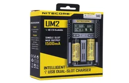 NITECORE UM2 Intelligent laddare för 18650 16340 21700 20700 22650 26500 18350 AA AAA Batteriladdare 2 SLOT 2A 18WA439844843