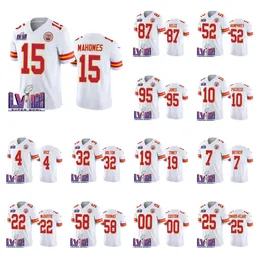 Kansas''City''Chiefs''Men Mulheres Juventude Super''Bowl''LVIII Rashee Rice Isiah Pacheco Patrick Mahomes Travis Kelce Camisa branca personalizada