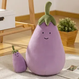 Simulation Cute Smile Face Eggplant Vegetable Plush Toys Cartoon Stuffed Plants Soft Anime Doll for Kids Birthday Xmas Presents 240202