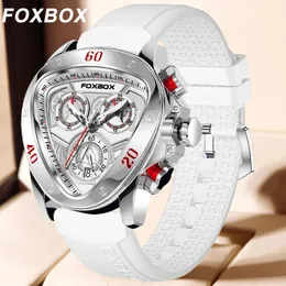 LIGE Top Brand Luxury Uomo Orologi FOXBOX Moda Casual Silicone Triangolo Quadrante Impermeabile Orologio Militare Uomo Orologio da polso luminoso 240123