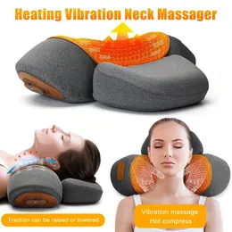 Electric Massager Cervical Pillow Compress Vibration Massage Neck Traction Relax Sovminneskumskulskudde Ryggradsstöd 240202