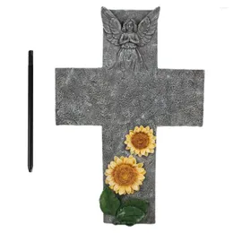 Gartendekorationen Kreuz Gedenkstein Grabstein für Grabbestattungsmarkierungen Steine ​​Harz Grabstein Statue Geschenk