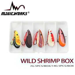 MAGIC WORKS Metal VIB Blade Shrimp 7G 14G 5 шт./кор. Тонущая рыболовная приманка Вибрационные приманки Морской окунь Искусственная приманка Рыболовные снасти 240119