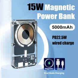 5000mAh Magnetic Power Bank 15W Magsafing Drahtlose Ladegerät Für Iphone 12 13 Tragbare Schnelle Lade Externe Batterie für Huawei