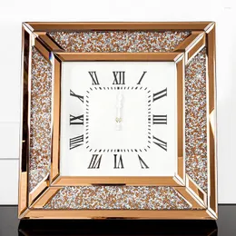 Wall Clocks Large Mirror Clock Modern Design Luxury Crystal Creative Diamond Insert Nordic Gold Home Decor 50CM Decorations