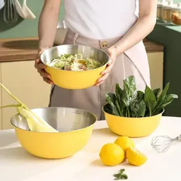 Schüsseln 1PC Edelstahl Rührschüssel mit Skala Mehrzweck Nesting Salat Ei Whisking Basin zum Kochen Backen Küchenwerkzeuge