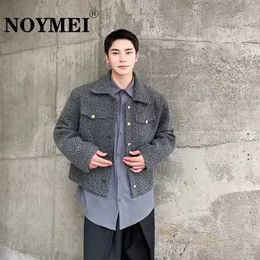 NOYMEI Autum Inverno Lã Engrossado Curto Top Masculino Coreano Pequena Fragrância All-match Casaco Masculino Casual Lapela Chique Jaqueta WA2853 240123