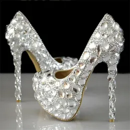 574 Chaton Flash Rhinestones Crystal Super Pumps Women Wedding White Bride Show Diamond High-heeled Shoes 240125 837