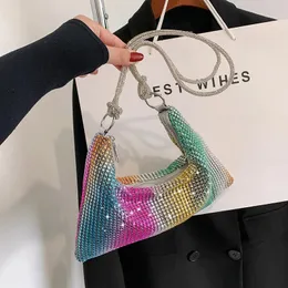 Borsa da sera con strass glitter moda Borsa da donna di tendenza di lusso lucida Borsa a tracolla da donna per discoteca festa di carnevale 240118