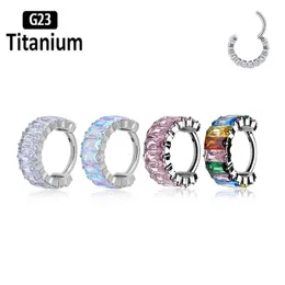 ASTM 36 Piercing Earring Highquality Nose Rings Clicker Septum Hoop CZ 810mm Tragus Ear Helix Lobe Body Jewelry 16G 240130