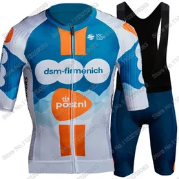 Team DSMFUL Cycling Jersey Set Short Sleeve Blue Netherlands Clothing Bike Shirt Suit Bicycle Bib Shorts MTB Maillot Ropa 240202