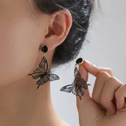 Orecchini pendenti in metallo con ali di rosa cave e farfalle per donne, ragazze, moda, orecchini geometrici, gioielli alla moda