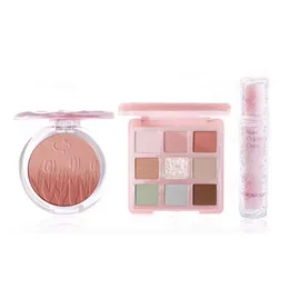 Håll Live Eyeshadow Blush Lip Glaze Set Present Box Matte Blue Green Eye Shadow Palette Makeup Kit240129
