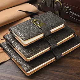 200 Pages B5A5A6 Code with Lock Diary Book Notepad Agenda Planner European Style Retro Notebook Simple Hand Account 240119