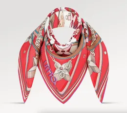 2024 Top Fashion Designer Silk Scarf Luxury Shawl Square High Quality Turbans Head scarfs Headband Chain pattern with Classic monogram pink red 78835