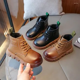 Boots Kids For Girls çok yönlü yumuşak moda bahar sonbahar kaymaz düz renk İngiltere tarzı çocuklar erkek çocuk gündelik retro pu