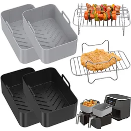 Air Fryer Accessories Set Air Fryer Silicone Basket Oven Baking Tray Bakeware Steamer Roasting Rack for Ninja Baking Pan 240130