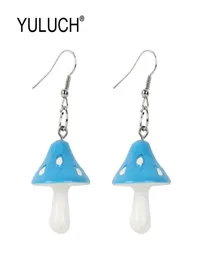 Yuluch Fashion Mushroom Pattern Long Dangle Earrings女性ファッションジュエリーパーソナリティレッドグリーンマジックドロップイヤリング5064991