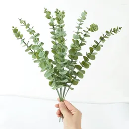 Decorative Flowers 5/10Pcs Artificial Eucalyptus Leaves Greenery Stems With Frost For Home Garden Wedding Christmas Decoration DIY Bouquets