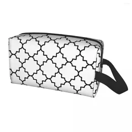 コスメティックバッグ女性のための黒と白のモロッコの四葉飼料メイクアップバッグ